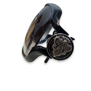 Gucci Black Sunglasses w/ Vintage Knight Logo in Silver- EUC!